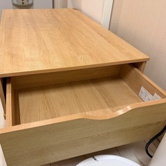 ニトリ 昇降式ローテーブル 収納付き ナチュラル 木製の画像