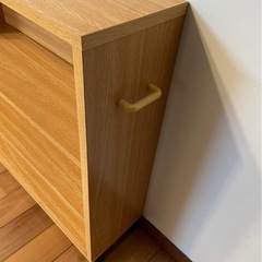 (取引中) ナチュラル木目 3段シェルフ キャスター付き の画像