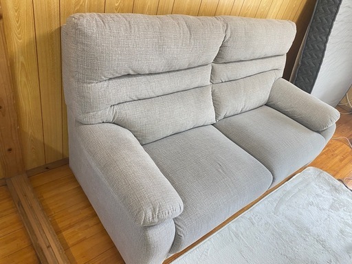 【3人掛けソファ】グレー／幅175cm／ファブリック／状態良好