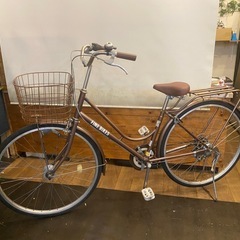 27インチ自転車　LEDオートライト　6速　ブラウンの画像