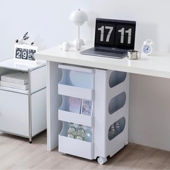 オーガナイザー レプリカボビートロリー 回転式引き出しト ロリー4段（ホワイト B34）の画像