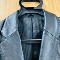 【❗️✨本革ロング丈✨❗️】LICORICE COLLEZIONE レザージャケット ブラック✨ストライプ裏地✨簡易清掃済・現状品‼️の画像