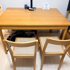 無印 木製チェア（2脚セット） ラバーウッド材 ナチュラルの画像