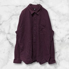 【UNIQLO ユニクロ】メンズ  長袖 カジュアル シャツ サイズ L 襟 パープル 紫の画像