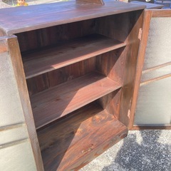 アンティーク飾り棚　古家具　昭和レトロ　天然木欅杉黒竹の画像