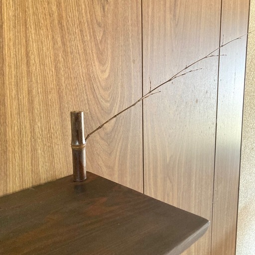 アンティーク飾り棚　古家具　昭和レトロ　天然木欅杉黒竹