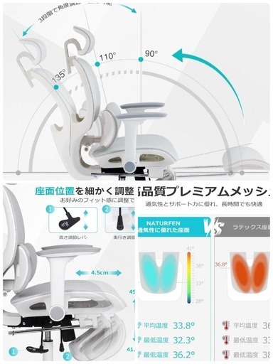 本日限定価格【新品】オフィスチェア メッシュ デスクチェア キャスター付き 疲れない 椅子 グレー