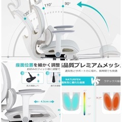 【新品】オフィスチェア メッシュ デスクチェア キャスター付き 疲れない 椅子 グレーの画像