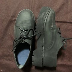 厚底 レースアップシューズ ブラックの画像