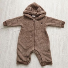 POLO Babyフード付きロンパース クマ耳　ネイビー　星柄　2点セットの画像