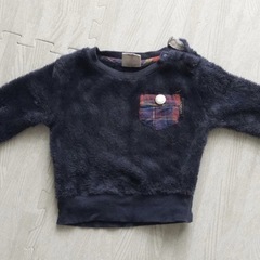 ネイビー フリース トレーナー ロンパース　クマ　70サイズ　2点セットの画像