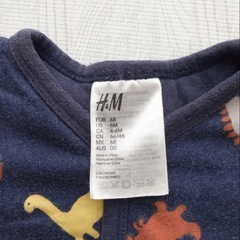 H&M 恐竜柄ロンパース 68 厚手　ネイビーの画像