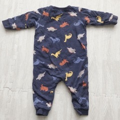 H&M 恐竜柄ロンパース 68 厚手　ネイビーの画像