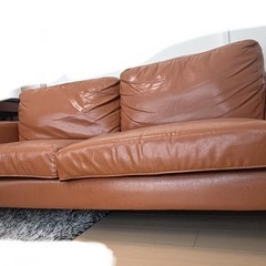 譲ります　ソファ　合成茶革　の画像
