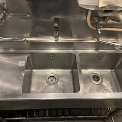 業務用 シンク 2槽式 ミニ作業台付の画像