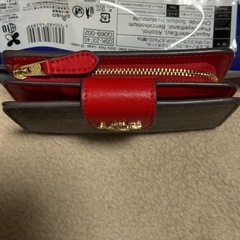 COACH 二つ折り財布 ブラウン/レッドの画像