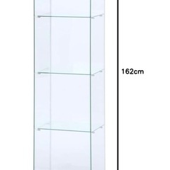 ③【美品】不二貿易 4段コレクションケース ブラック｜全面ガラス・強化ガラス仕様｜高さ162cmの画像