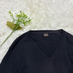 メンズ　長袖ブラックカットソー　春服の画像