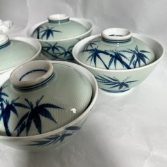 蓋付き丼4個セット 染付 竹柄 和食器 の画像