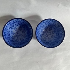 藍色 花柄 小鉢 2個セット 和食器の画像