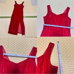 COCCOLUSSI 赤 ベロア調 ロングドレス スリット入り の画像