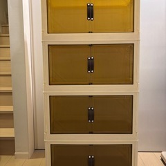 大容量 収納ボックス 折りたたみコンテナ 半透明扉付き マグネット扉の画像