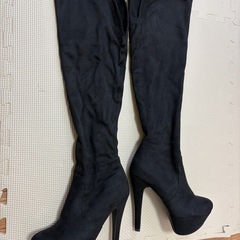 ニーハイブーツブラック23cmヒール14cmの画像
