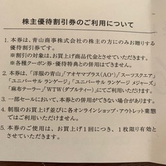 洋服の青山 株主優待割引券の画像
