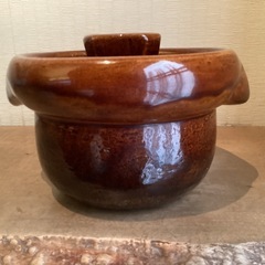 【極美品】雲井窯　九代目　中川一辺陶御　飯鍋　飴釉　2合炊きの画像