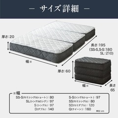 セミダブル　三つ折りマットレスの画像