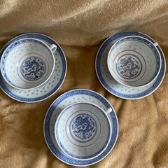 中国 景徳鎮製 蛍焼 透かし 龍　カップ＆ソーサー　コーヒーカップ　ドラゴンの画像