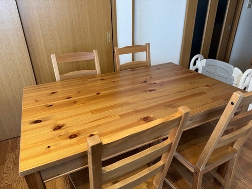 【取引中】IKEA ダイニングテーブルセット(テーブル+椅子4脚) ヨックモック