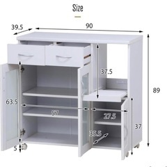 キッチンカウンター 幅90 2口 コンセント カウンターテーブル 食器棚 中古 買取 不要品 レンジ台の画像