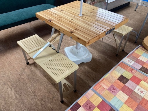 アウトドア イス付 折りたたみテーブル キャンプ 中古