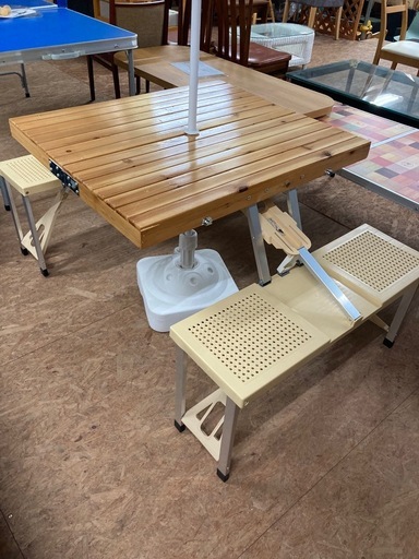アウトドア イス付 折りたたみテーブル キャンプ 中古