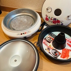 昭和レトロ 楽園 花柄 アルミダイカスト鍋 電気 プレート グリルパン 2wayの画像