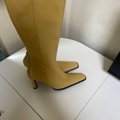 パリ発 BEST of BEST MODE 本革 ロングブーツ 37.5 黄色の画像