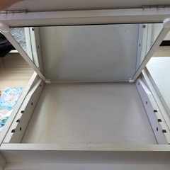 ドレッサー ローテーブル テーブル ロータイプ 鏡 大容量 収納 メイク 化粧台 可愛い おしゃれ 鏡台 ミラー 引き出し 鏡 木目調 木製 ナチュラル ホワイト 白 一人暮らし コンパクト 在宅 かわいい 小さめ ミニの画像