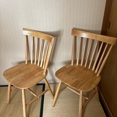 木製ダイニングチェア　クッション付き　2点セット　　　の画像