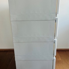 中が透けない　壁付き　チェスト　ワイド4段　オールライトグレーの画像