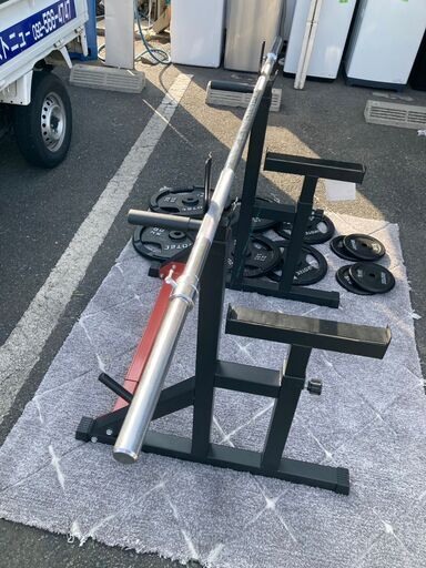 トレーニングセット グロング GronG バーベルスタンド ベンチプレスラック プレート110kg(5kg ×4 10kg ×2 15