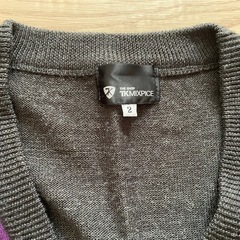 TK MIXPICE アーガイル柄タケオキクチ ウール混カーディガン M 紫の画像