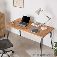 【美品・LOWYA】天然木デスク（幅120cm）＋ ワークチェア（緑）セットの画像