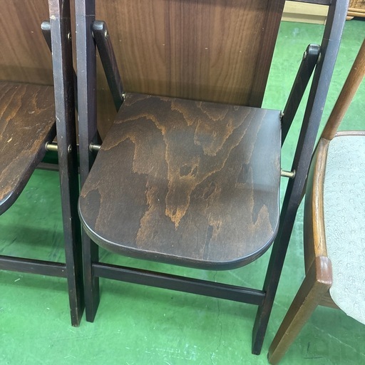 椅子　チェア　折りたたみ可能　木製　アンティーク　ビンテージ　ヴィンテージ　昭和レトロ　古家具　2脚セット価格　