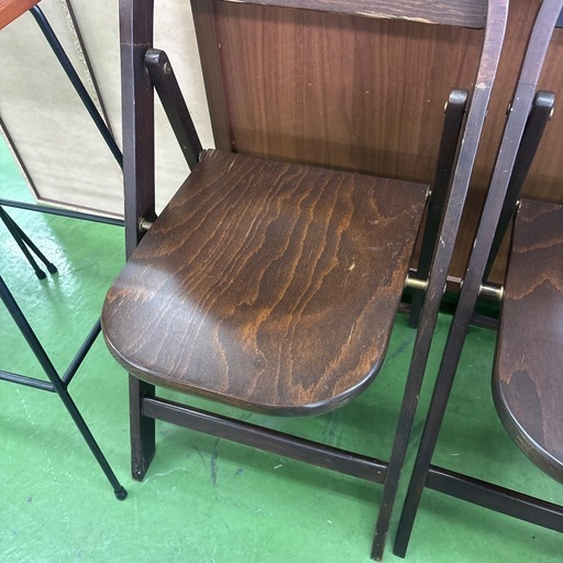 椅子　チェア　折りたたみ可能　木製　アンティーク　ビンテージ　ヴィンテージ　昭和レトロ　古家具　2脚セット価格　