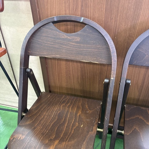 椅子　チェア　折りたたみ可能　木製　アンティーク　ビンテージ　ヴィンテージ　昭和レトロ　古家具　2脚セット価格　