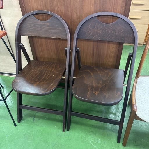椅子　チェア　折りたたみ可能　木製　アンティーク　ビンテージ　ヴィンテージ　昭和レトロ　古家具　2脚セット価格　