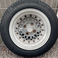 【希少当時物】RAYS ボルクレーシング 13インチ 実測8.5J -12 PCD114.3 4H 1本のみ 205/60R13付の画像