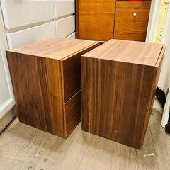 【在庫2点 各売】 無印　無印良品　MUJI スタッキングシェルフ　ウォールナット材　ウォルナット　棚　シェルフ　ラック　スタッキングチェスト・引出し・２段／ウォールナット材突板の画像