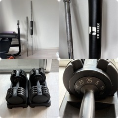 ベンチ、ダンベル、バーベルなどの画像